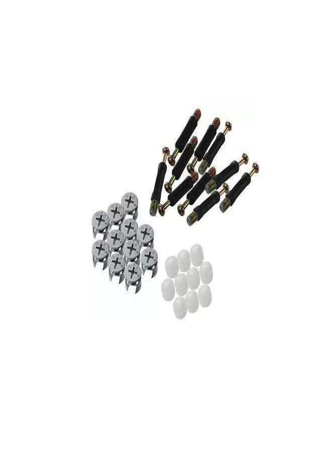 FURNEASER Minifix Set Furniture Board Cam Fitting and Pre-Inserted Nut Bolt Set | Cam Lock Screws and Nuts for Wardrobe Furniture Panel Connecting Hardware (10) - Image 1